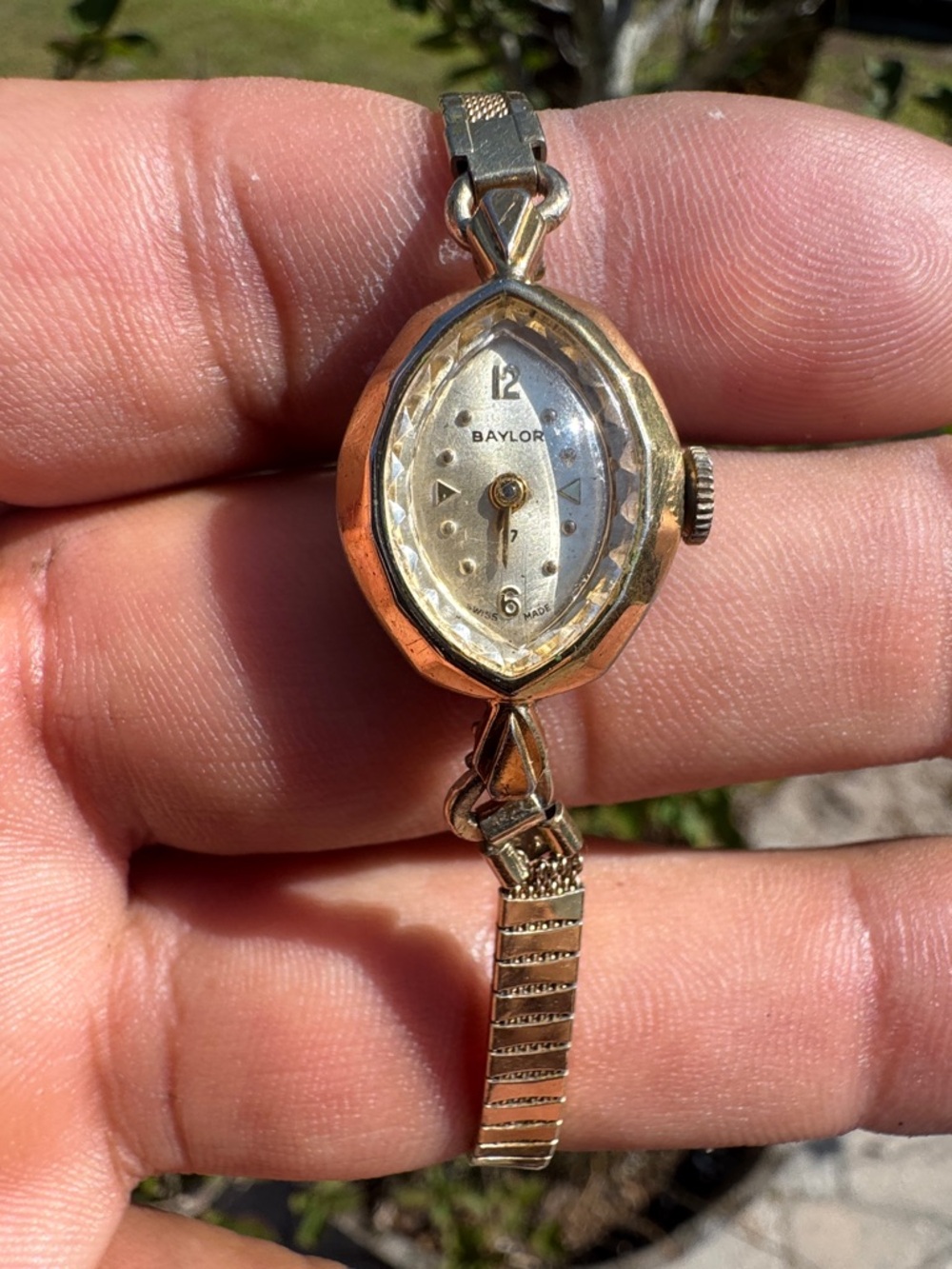 Baylor Swiss Made Manual Wind Cocktail  Gold-Tone Vintage Bracelet Watch